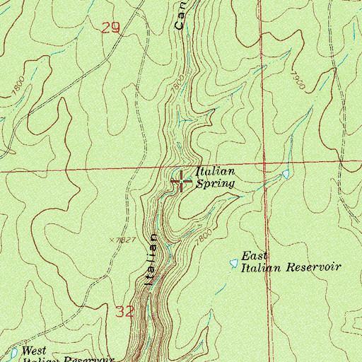 Topographic Map of Italian Spring, CO