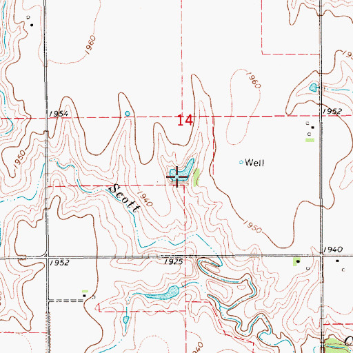Topographic Map of Larsen Reservoir Dam, NE