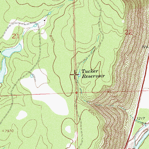 Topographic Map of Tucker Reservoir, CO