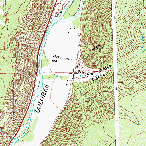 Topographic Map of Spruce Water Canyon, CO