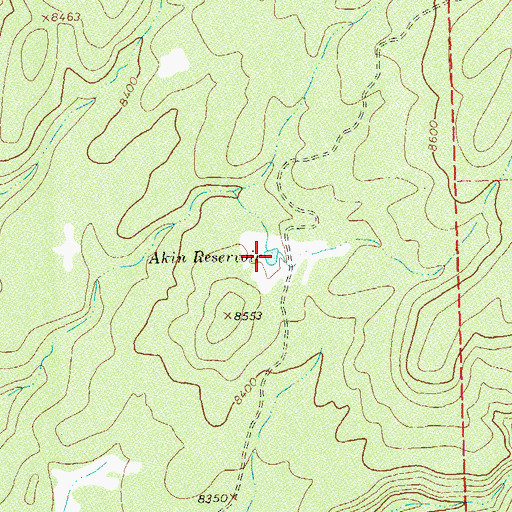 Topographic Map of Akin Reservoir, CO