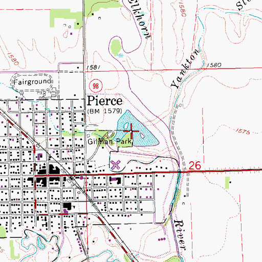 Topographic Map of Pierce Lake, NE