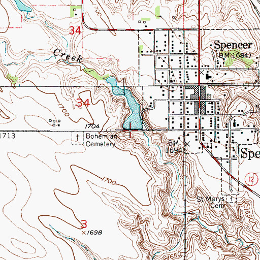 Topographic Map of Klasna Dam, NE