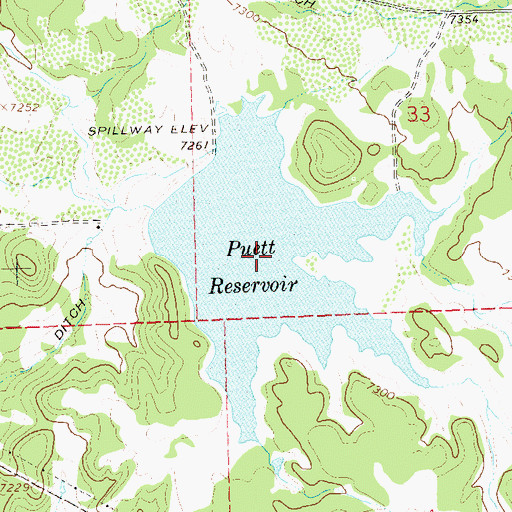 Topographic Map of Puett Reservoir, CO