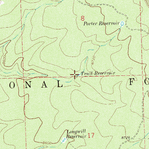 Topographic Map of Trail Reservoir, CO