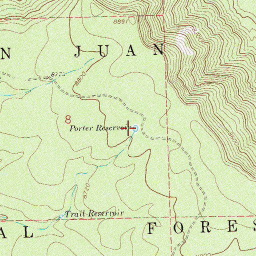 Topographic Map of Porter Reservoir, CO