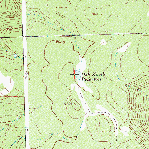 Topographic Map of Oak Knolls Reservoir, CO