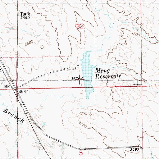Topographic Map of Meng Reservoir Dam, NE