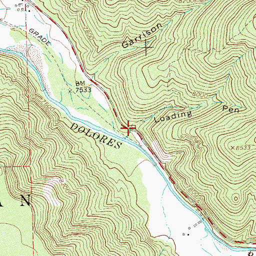 Topographic Map of Loading Pen Canyon, CO