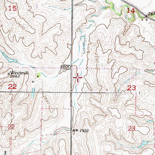 Topographic Map of Dawson Company Road Dam Reservoir Number 7, NE