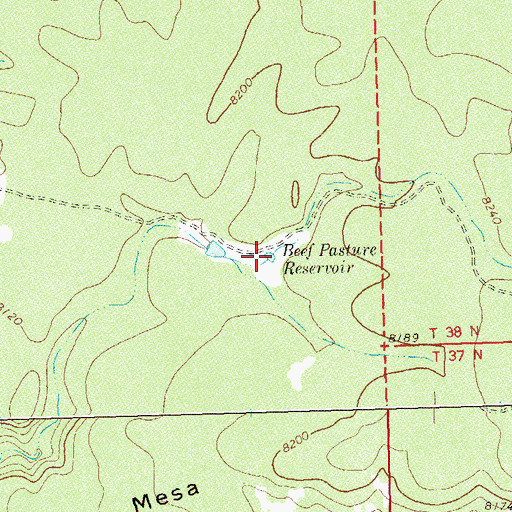 Topographic Map of Reef Pasture Reservoir, CO