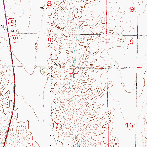 Topographic Map of Teel Dam Number 2, NE