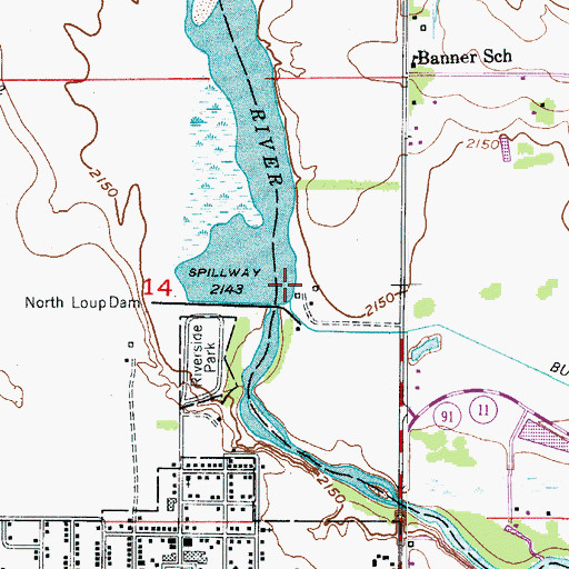 Topographic Map of Burwell-Sumter Diversion Reservoir, NE