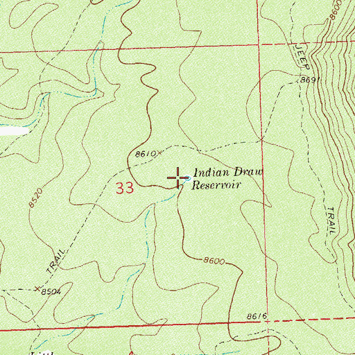 Topographic Map of Indian Draw Reservoir, CO