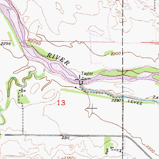 Topographic Map of Taylor-Ord Diversion Dam, NE
