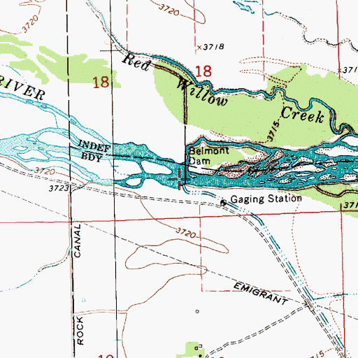 Topographic Map of Belmont Diversion Reservoir, NE