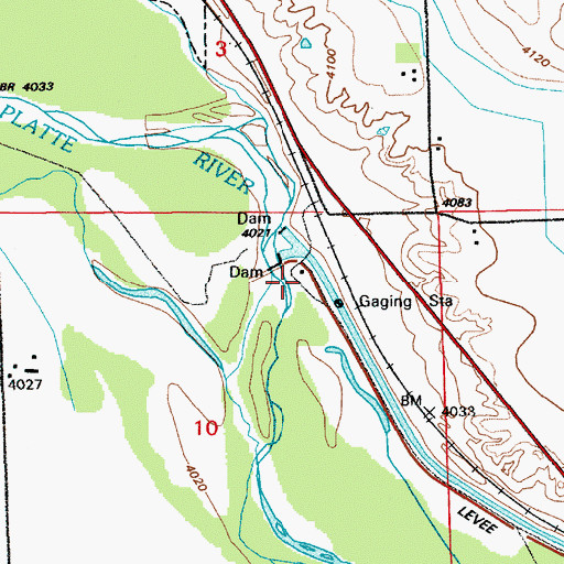 Topographic Map of Tri-State Diversion Dam, NE