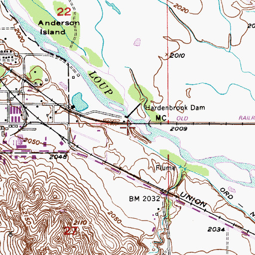 Topographic Map of Hardenbrook Diversion Reservoir, NE