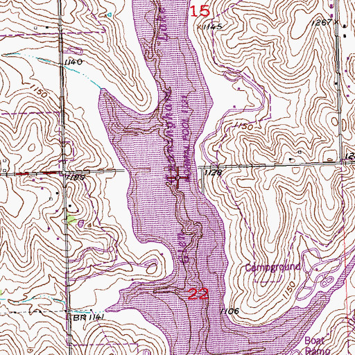 Topographic Map of Glenn Cunningham Lake, NE