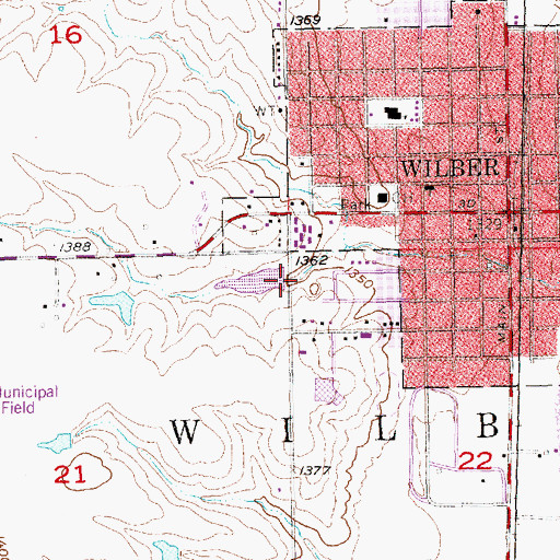 Topographic Map of Wilber Dam Number 1, NE