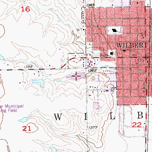 Topographic Map of Wilber Reservoir Number 1, NE