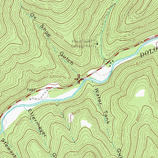 Topographic Map of Ox Shoe Gulch, CO