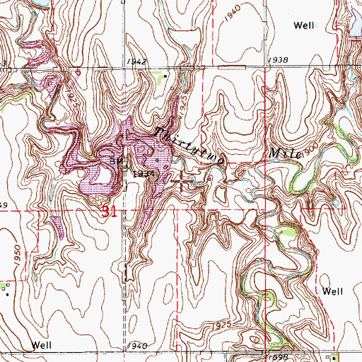 Topographic Map of Thirty-Two Mile Creek Reservoir, NE