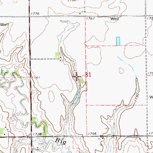 Topographic Map of Fisher Dam Number 1, NE