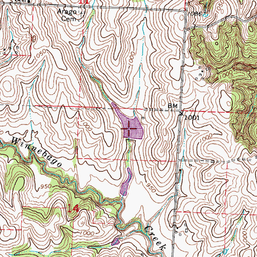 Topographic Map of Winnebago Creek Reservoir 4-4, NE