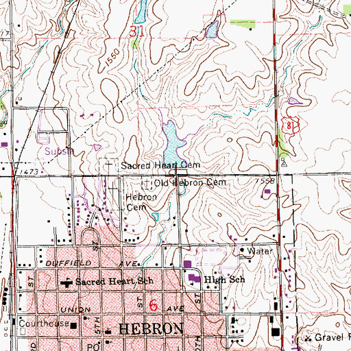 Topographic Map of Hebron Dam, NE