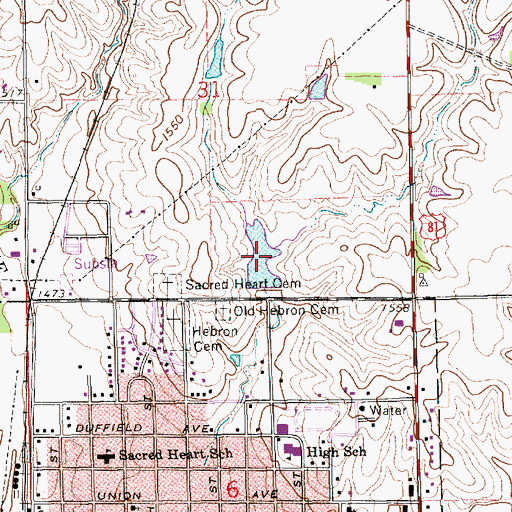 Topographic Map of Hebron Reservoir, NE