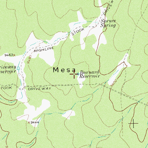 Topographic Map of Barnard Reservoir, CO
