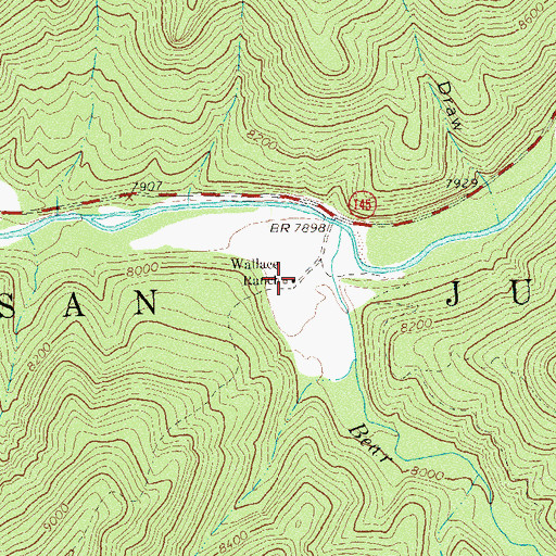Topographic Map of Wallace Ranch, CO
