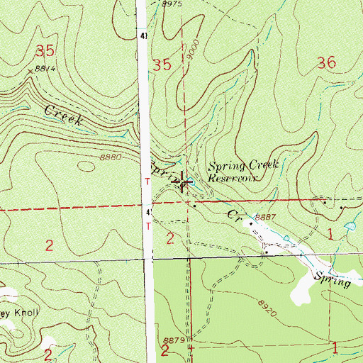 Topographic Map of Spring Creek Reservoir, CO
