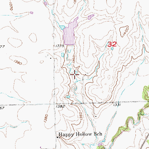 Topographic Map of Roscoe Hill Hatchery Reservoir, NE