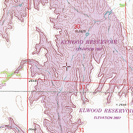 Topographic Map of Elwood Reservoir, NE