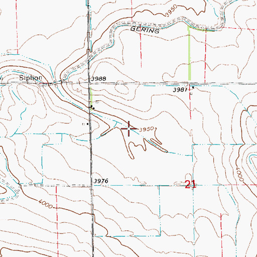 Topographic Map of East Gering Drain Reservoir, NE