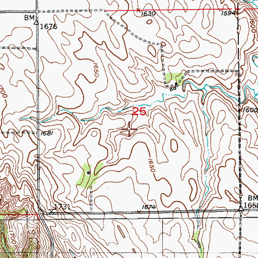 Topographic Map of Bartos Dam Number 2, NE