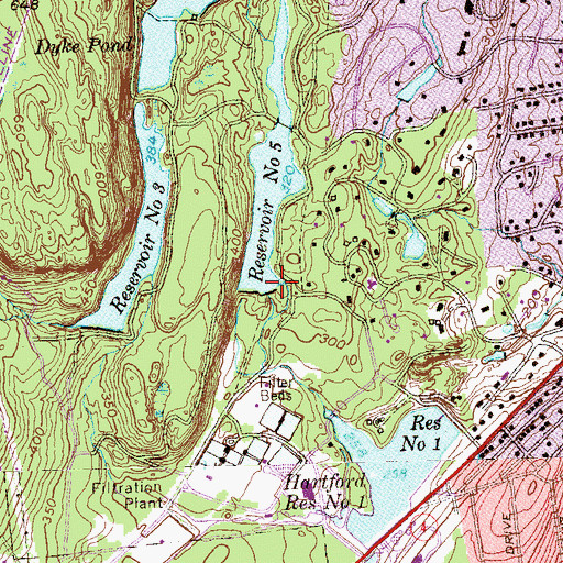 Topographic Map of Hartford Reservoir Number 5 Dam, CT