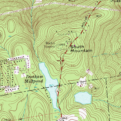 Topographic Map of Dunham Mill Pond Dam, CT