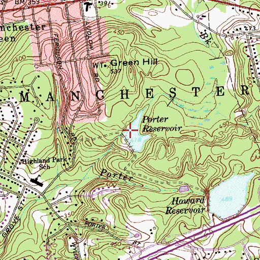 Topographic Map of Porter Reservoir Dam, CT