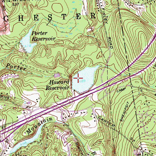 Topographic Map of Howard Reservoir Dam, CT