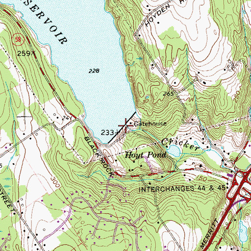 Topographic Map of Hemlock Reservoir Dam, CT