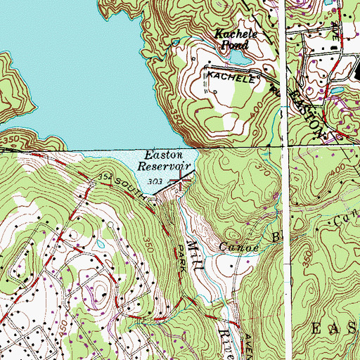 Topographic Map of Easton Reservoir Dam, CT