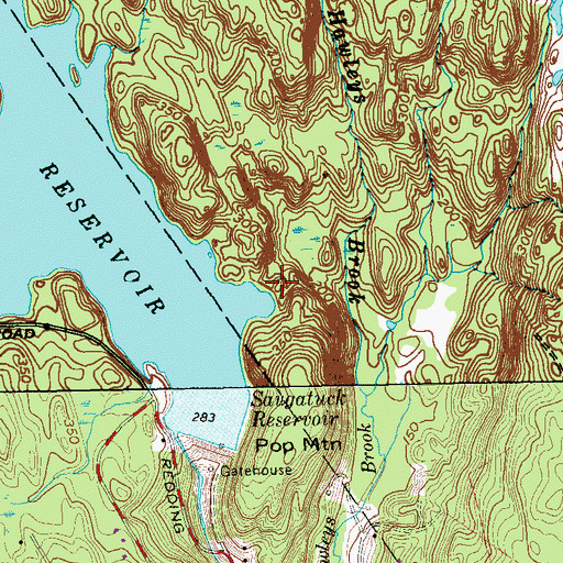 Topographic Map of Popps Mountain Dike, CT