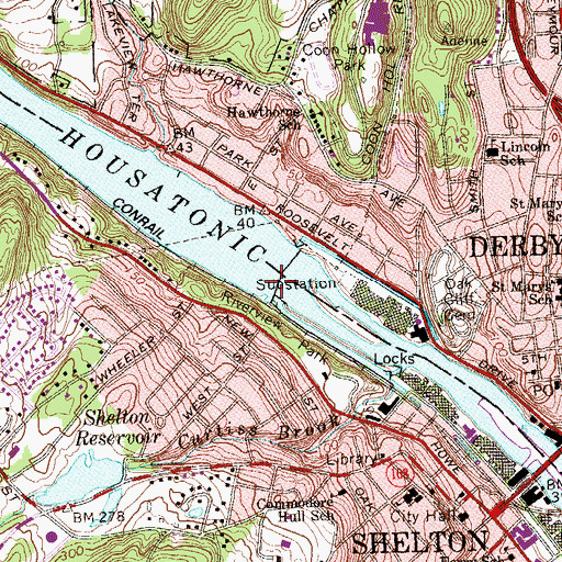 Topographic Map of Lake Housatonic, CT