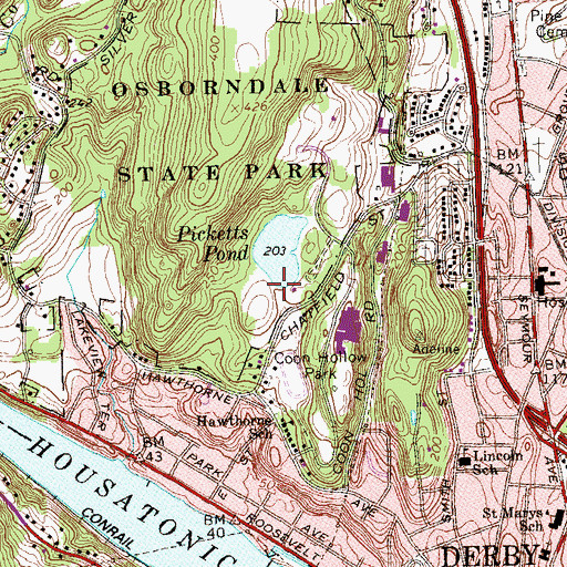Topographic Map of Picketts Pond Dam, CT