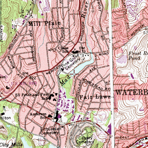 Topographic Map of Mad River Dam, CT