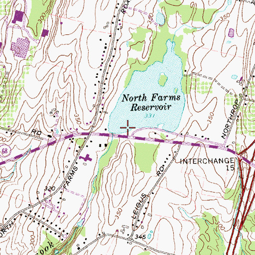 Topographic Map of North Farms Reservoir Dam, CT