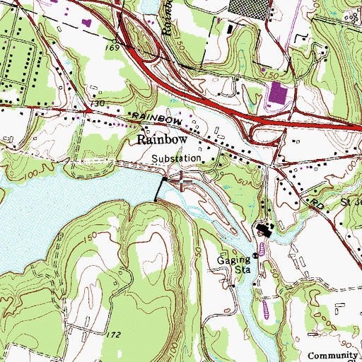 Topographic Map of Rainbow Pond Dam, CT